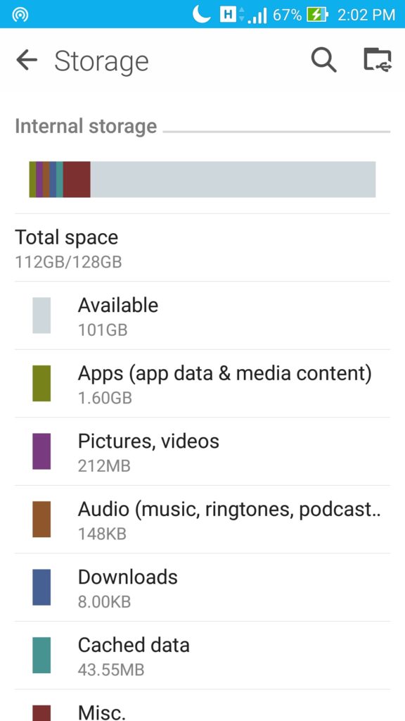 Asus zenfone zoom storage
